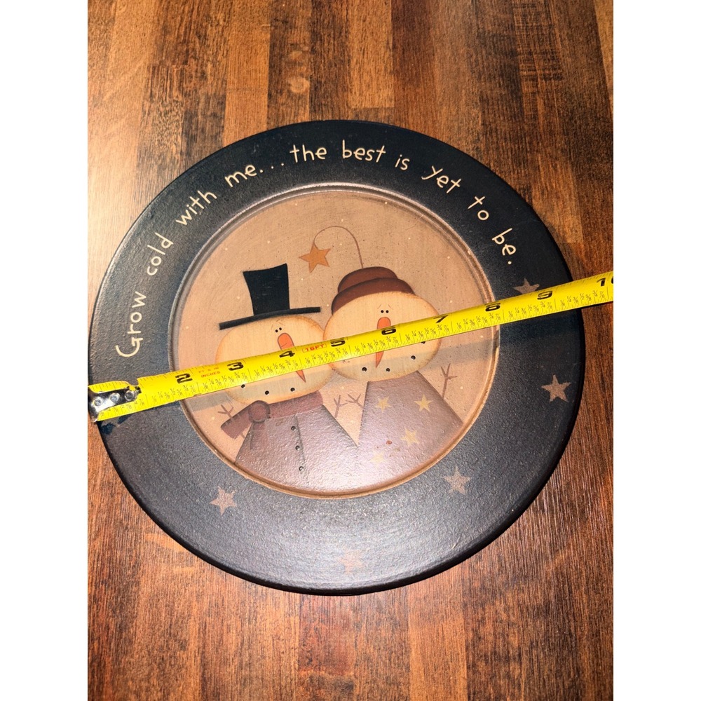 The Heartfelt Collection Primitive Wooden Snowman Decorative Plate 9.5 Inch - Picture 3 of 3